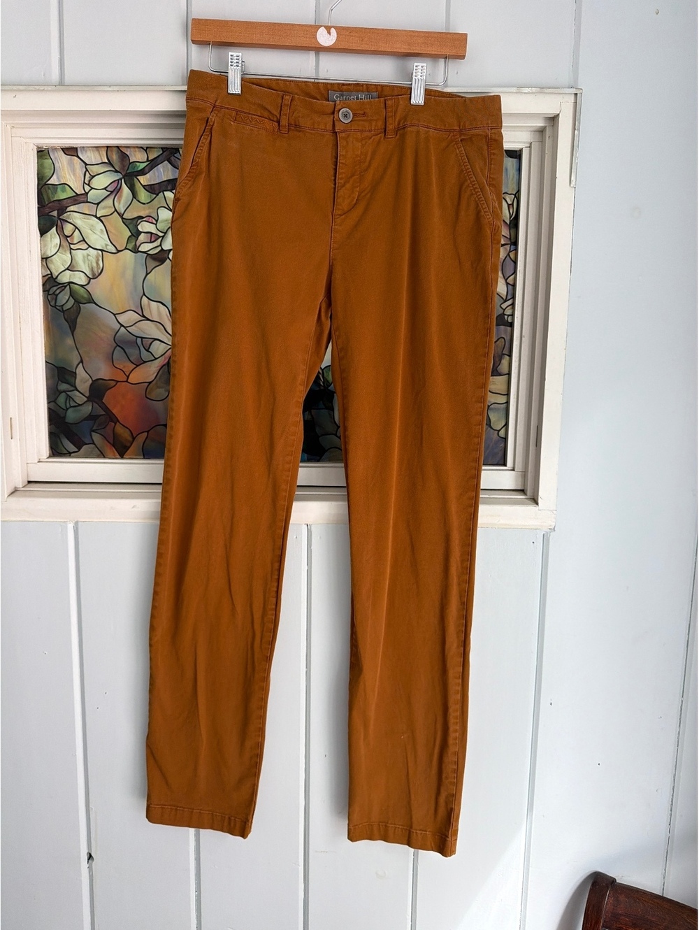 Garnet Hill Women's Brown Organic Cotton Blend straight leg Pants Size 8
